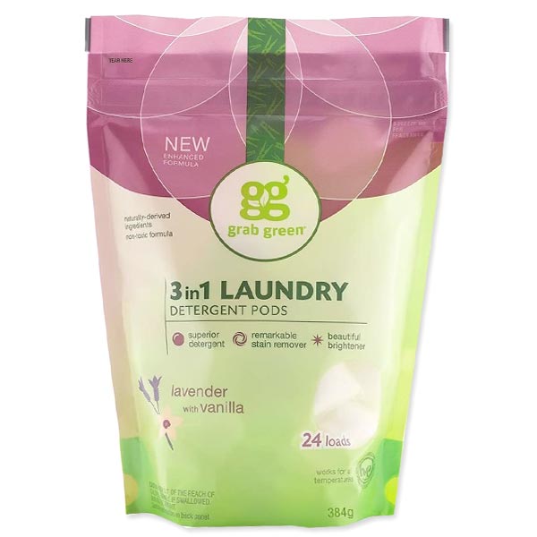 3in1 洗濯洗剤ポッド ラベンダーwithバニラ 24個 432g (15.2oz) grab green (グラブグリーン)