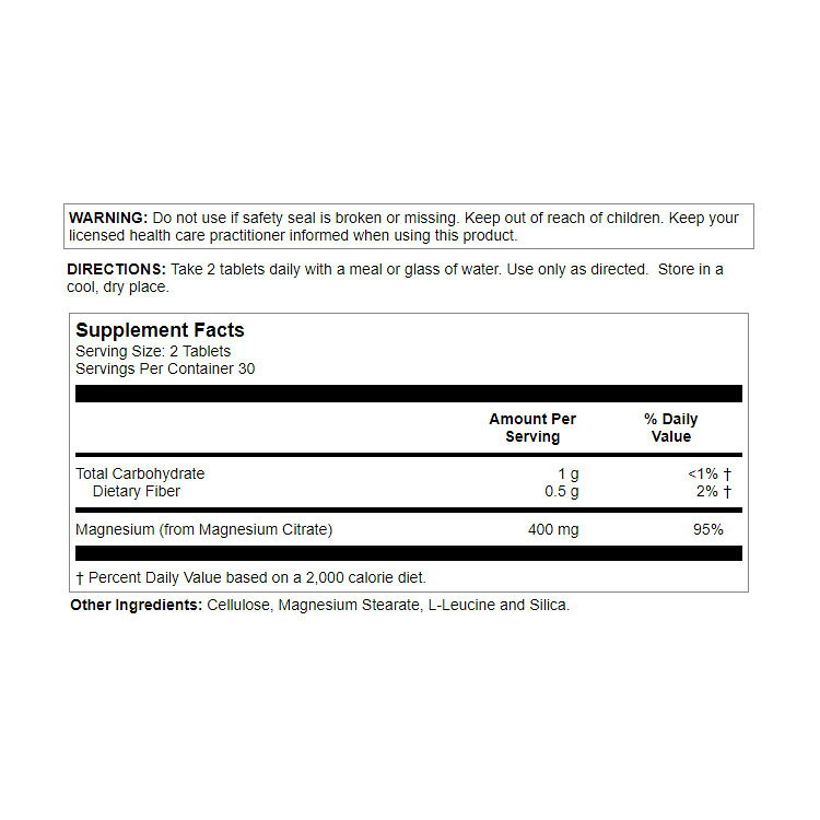 カル クエン酸マグネシウム 400mg 60粒 タブレット KAL Magnesium Citrate 60 Tabl...