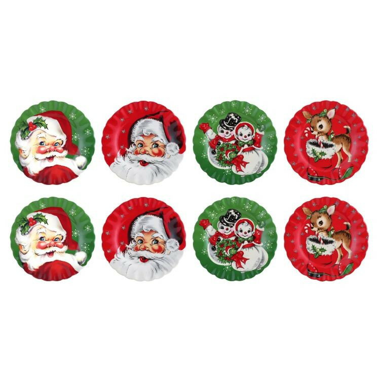 【アメリカコストコ品】ミスタークリスマス ノスタルジックな陶器のスカラッププレート 8 枚セットSet of 8 Nostalgic Ceramic Scalloped Plates by Mr. Christmas【お取り寄せ商品】【合わせて買いたい】