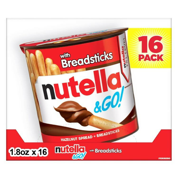 【アメリカコストコ品】ヌテラ＆GO！ヘーゼルナッツ＆ココアスプレッド ブレッドスティック付き 16パック Nutella & GO! Hazelnut and Cocoa Spread With Breadsticks, 1.8 oz, 16 Pack 【お取り寄せ商品】【合わせて買いたい】