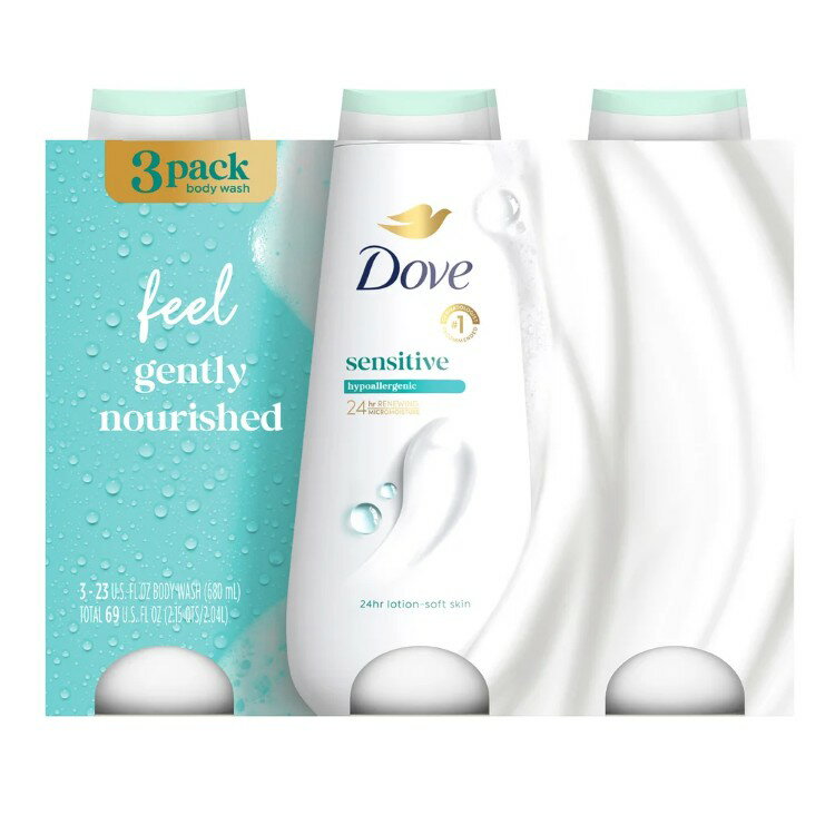 Soaps, Body Washes - 【アメリカコストコ品】ダヴ センシティブ ボディウォッシュ 680ml×3本セット Dove Sensitive Body Wash, 23 fl oz, 3-pac 【お取り寄せ商品】