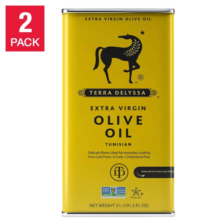 テラ デリッサ ファースト コールドプレス エキストラバージンオリーブオイル 3L 缶入り 2個入り Terra Delyssa First Cold Press Extra Virgin Olive Oil 3L, Tin, 2-count 