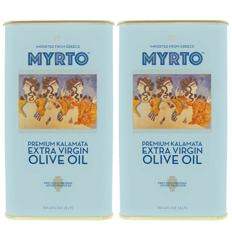 ミルトス ギリシャ産 エキストラバージンオリーブオイル 3L 缶入り 2パック Myrtos Greek Extra Virgin Olive Oil 3L, Tins, 2-pack 