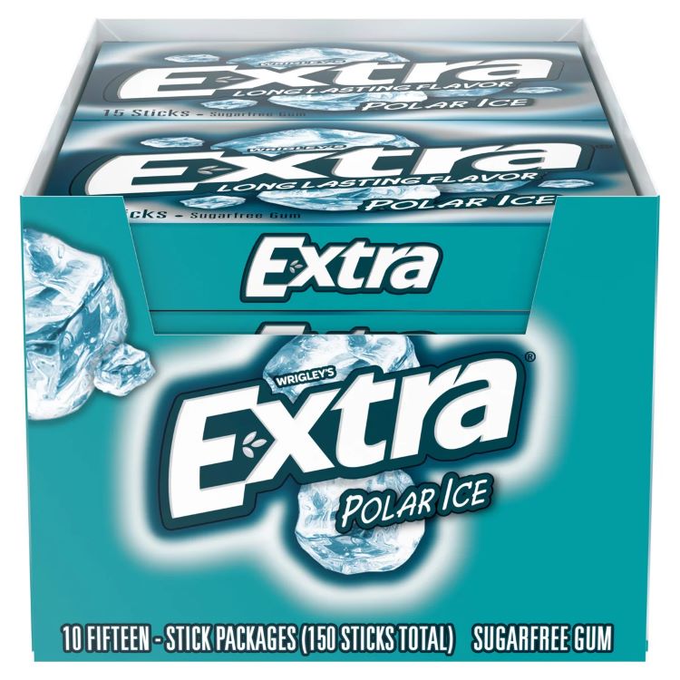 【アメリカコストコ品】エクストラシュガーフリーガム ポーラーアイスチューインガム 15本入り 10個入り Extra Sugar Free Gum, Polar Ice Chewing Gum, 15 Sticks, 10-count【お取り寄せ商品】【合わせて買いたい】
