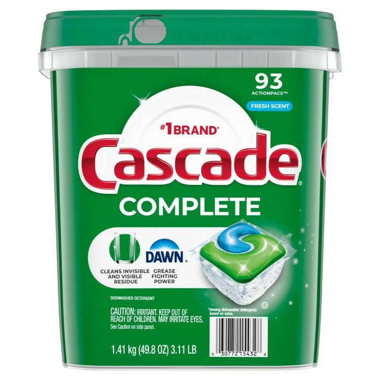 【アメリカコストコ品】カスケード コンプリート 食器洗い機用洗剤 アクションパック フレッシュ 93 個入り Cascade Complete Dishwasher Detergent ActionPacs, Fresh, 93-count【お取り寄せ商品】【合わせて買いたい】