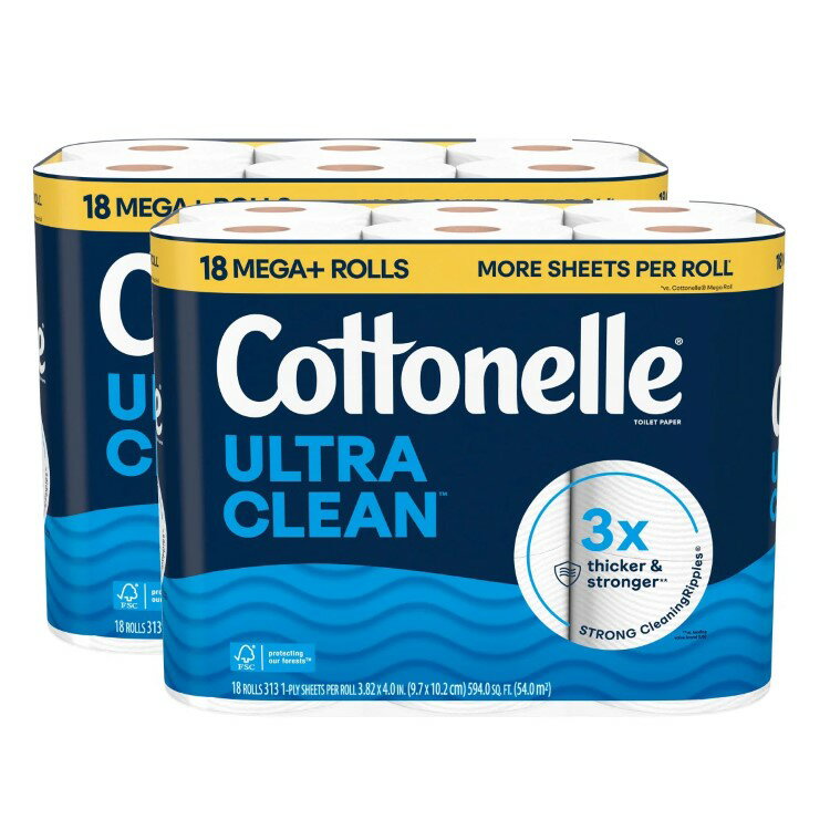Tissue - 【アメリカコストコ品】コットネル ウルトラクリーン バスティッシュ シングル 313枚 36ロール Cottonelle Ultra Clean Bath Tissue, 1-Ply, 313 Sheets, 36 Rolls 【お取り寄せ商品】【合わせて買いたい】