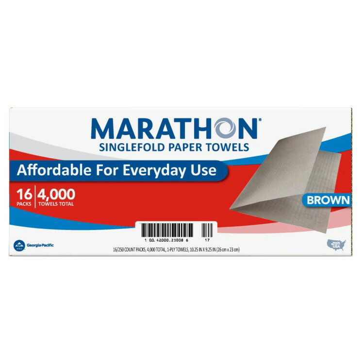 Kitchen Paper - 【アメリカコストコ品】マラソン ペーパータオル ブラウン シングルフォールド シングル 250枚 16パック Marathon Paper Towel, Brown, Singlefold, 1-Ply, 250-count, 16-pack 【お取り寄せ商品】【合わせて買いたい】