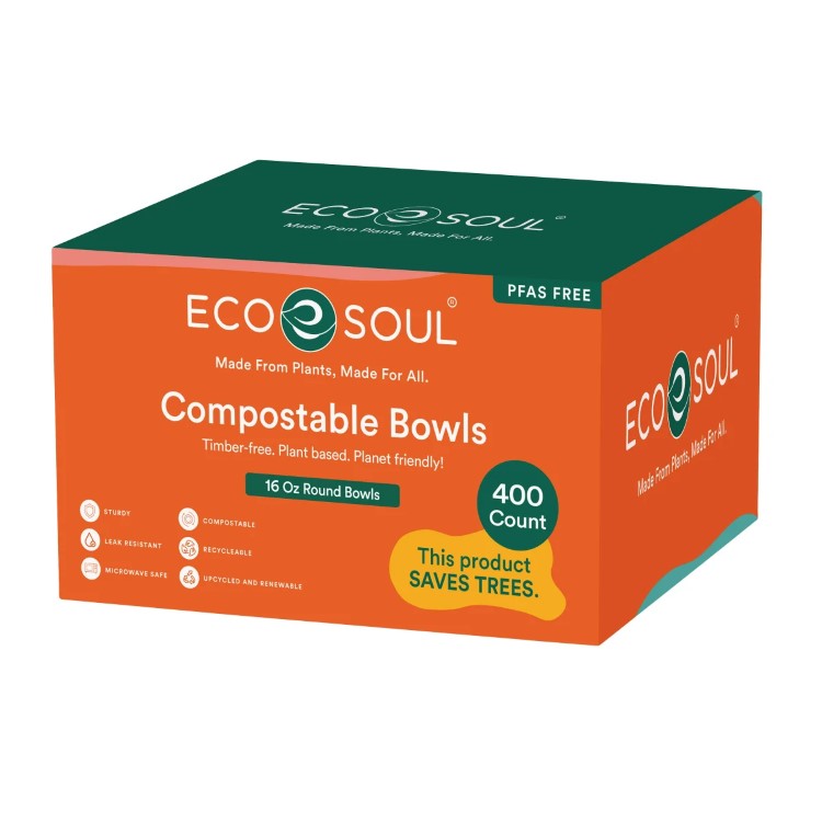 【アメリカコストコ品】EcoSoul 堆肥化可能 約453g ボウル 400 個入り EcoSoul Compostable 16 oz Bowls, 400-count 【お取り寄せ商品】【合わせて買いたい】