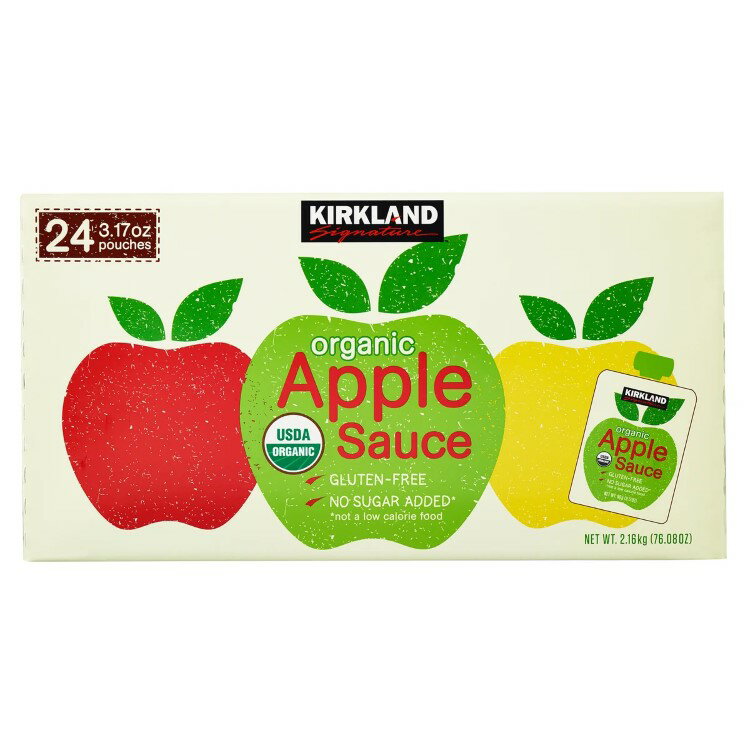 Sauce - 【アメリカコストコ品】カークランドシグネチャー、オーガニックアップルソース、約89g 、24個入り Kirkland Signature, Organic Applesauce, 3.17 oz, 24-Count 【お取り寄せ商品】【合わせて買いたい】