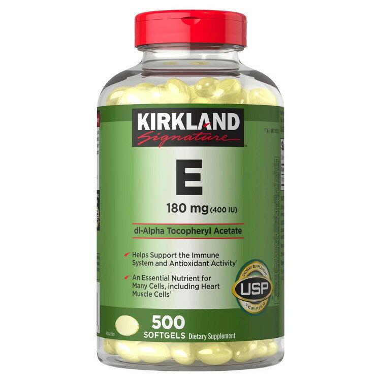 【アメリカコストコ品】カークランドシグネチャー ビタミンE 180 mg、ソフトジェル 500粒 Kirkland Signature Vitamin E 180 mg., 500 ..