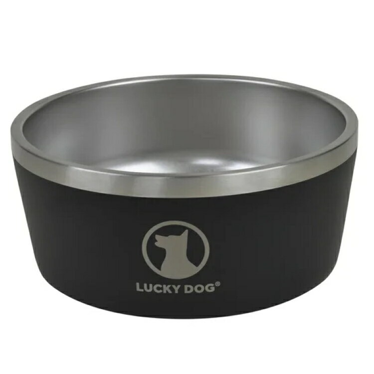 Tableware - ラッキードッグ インダルジ ダブルウォール ステンレス 犬用ボウル ブラック 8カップ 2個セット 約20×21×9cm 重量約0.84kg ブラック Lucky Dog Indulge 8, Double Wall 8 Cup Stainless Steel Dog Bowl, 2-pack Black 【お取り寄せ商品】