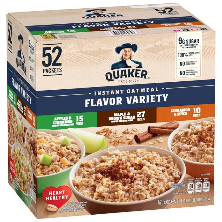 樂天商城 - クエーカー インスタントオートミール バラエティパック 約43g 52袋入り Quaker Instant Oatmeal, Variety Pack, 1.51 oz, 52-count 【お取り寄せ商品】