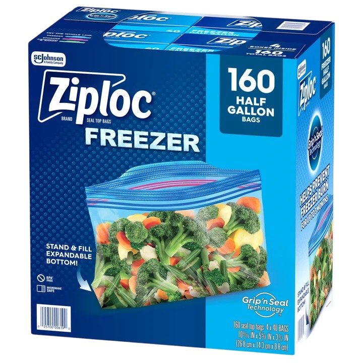 Rakuten - ジップロック シールトップ フリーザーバッグ ハーフガロン 160枚入り Ziploc Seal Top Freezer Bag, Half Gallon, 160-count 【お取り寄せ商品】