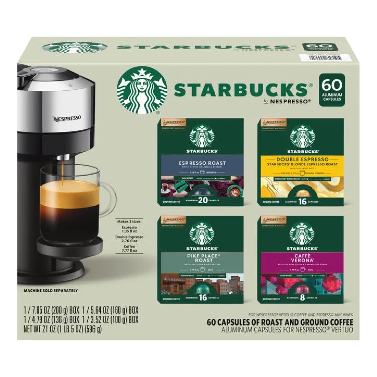 スターバックス ネスプレッソ ヴァーチュオ専用 コーヒー＆エスプレッソカプセル バラエティパック 60個入り Starbucks Coffee and Espresso Capsules for Nespresso Vertuo Machines 60-count Variety Pack 