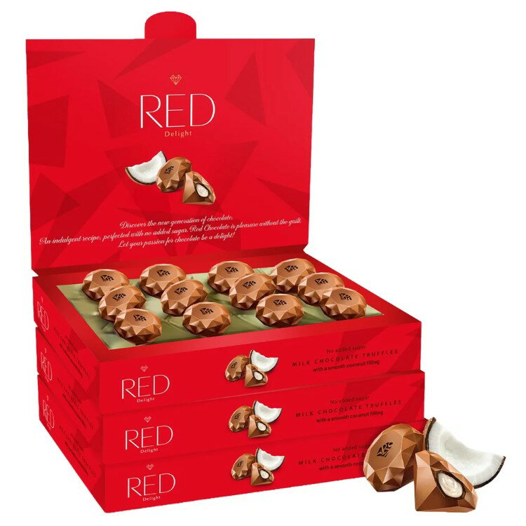 レッドディライト ミルクチョコレート ココナッツダイヤモンドトリュフ 36個入り 3個セット RED Delight Milk Chocolate Coconut Diamond Truffles, 3 Pack, 36 Pieces Total 【お取り寄せ商品】