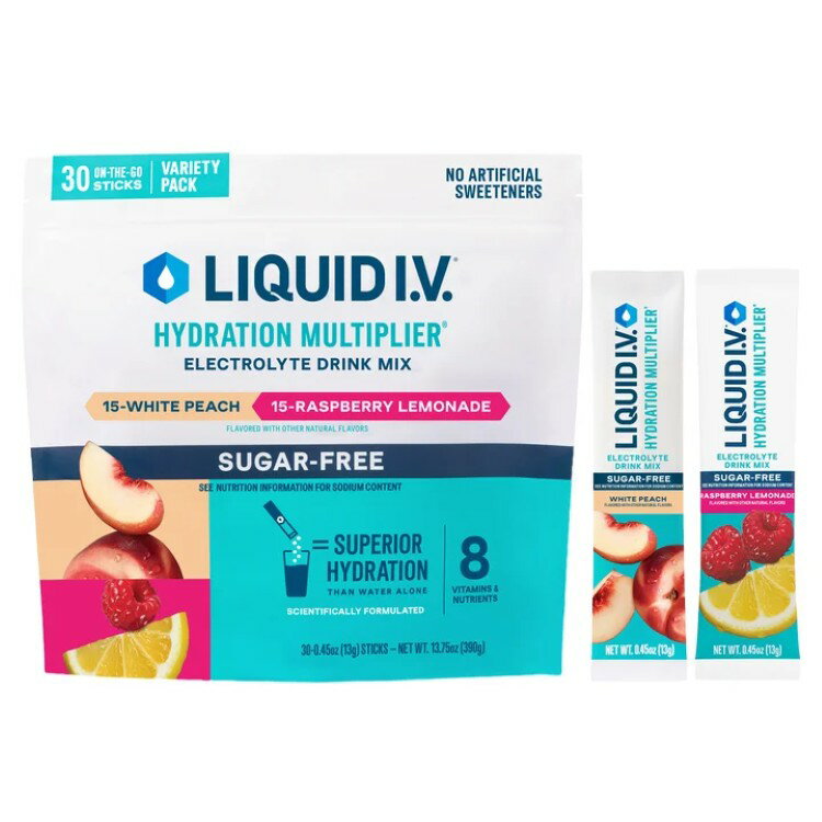 Rakuten - リキッドI.V. ハイドレーションマルチプライヤー シュガーフリー バラエティパック 30本入り Liquid I.V. Hydration Multiplier, 30 Individual Serving Stick Packs 【お取り寄せ商品】