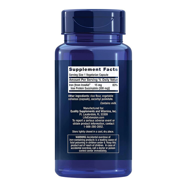 ライフ エクステンション 鉄プロテインプラス 300mg 100粒 ベジカプセル Life Extension Iron Protein Plus コハク酸 鉄タンパク質 アイアン【お取り寄せ商品】【合わせて買いたい】 speed-10038490 アメリカサプリ専門スピードボディ サンプル画像3