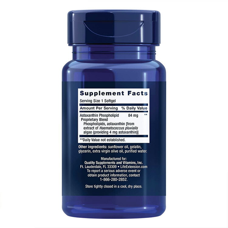 ライフエクステンション アスタキサンチン 4mg + リン脂質 ソフトジェル 30粒 Life...