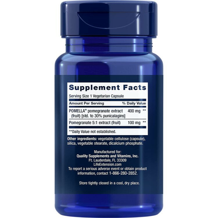 ライフエクステンション ザクロ果実エキス 400mg ベジタリアンカプセル 30粒 Life Extension Pomegranate Fruit Extract 30 vegetarian capsules【お取り寄せ商品】【合わせて買いたい】