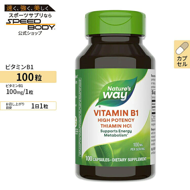 ネイチャーズウェイ ビタミンB-1 (チアミン) 100mg カプセル 100粒 Nature's Way Vitamin B-1 ビタミンB群 水溶性ビタミン【お取り寄せ商品】【合わせて買いたい】