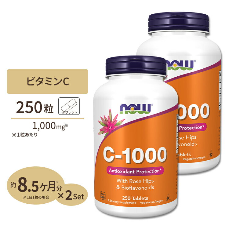 [2個セット]ビタミンC-1000 with ローズヒップ・バイオフラボノイド 1,000mg 250粒 NOW Foods(ナウフーズ)【ポイントUP2倍対象★1月16日19:00-24日13:59迄】