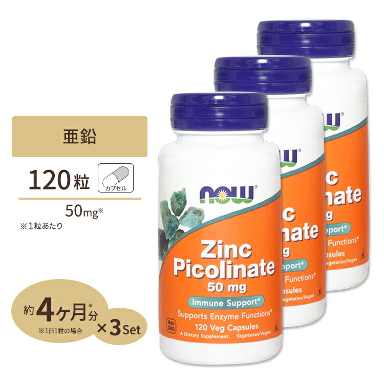 楽天アメリカサプリ専門スピードボディ[3個セット] 亜鉛 ジンク （ピコリン酸亜鉛） 50mg 120粒《約4ヵ月分》 NOW Foods （ナウフーズ）