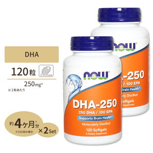 DHA-250 （DHA＆EPA配合）120粒 NOW Foods(ナウフーズ) [2個セット]