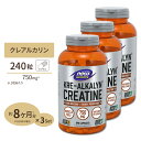 3個セット クレアルカリン (進化型クレアチン) 750mg 240粒 NOW Foods(ナウフーズ)