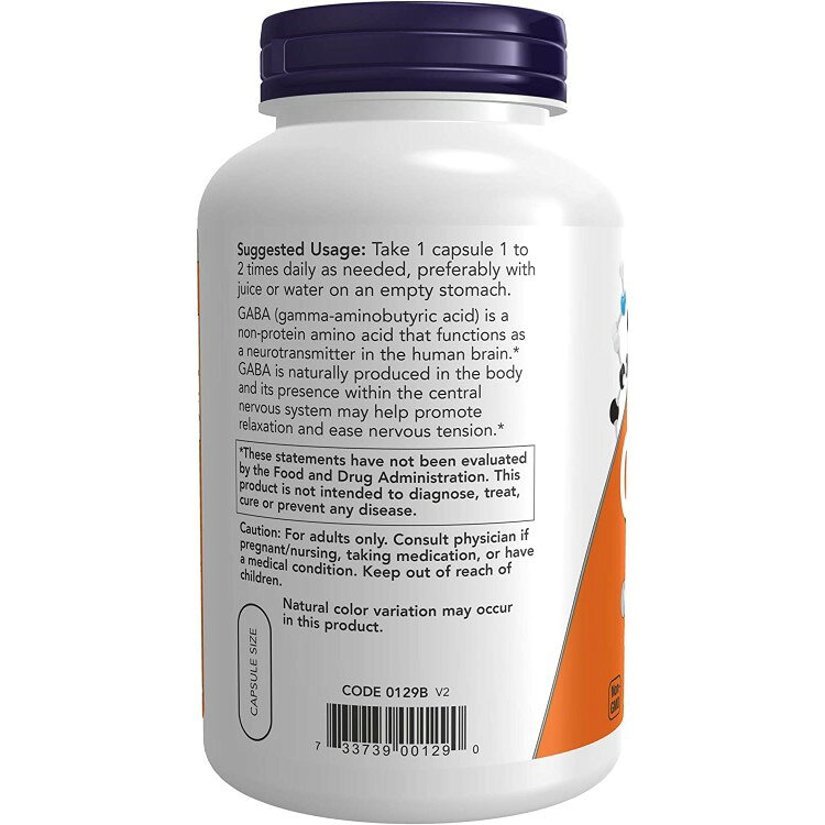 ナウフーズ ギャバ サプリメント 750mg 200粒 NOW Foods GABA ベジカプセル リラッ...