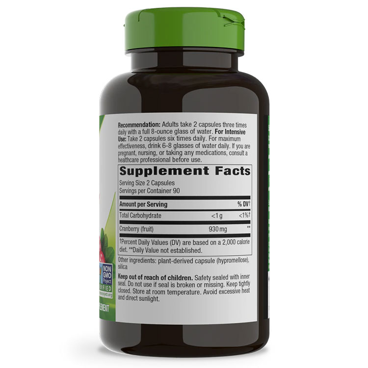 アメリカサプリ専門スピードボディのネイチャーズウェイ クランベリーフルーツ 濃縮エキス 930mg ビーガン カプセル 180粒 Nature's Way Cranberry Fruit 930mg Vegan Capsules サプリメント【お取り寄せ商品】【合わせて買いたい】｜アングル3