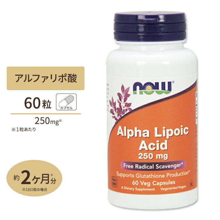 NOW Foods アルファリポ酸 250mg 60粒 ベジカプセル ナウフーズ ALPHA LIPOIC ACID 250mg 60vegcapsules