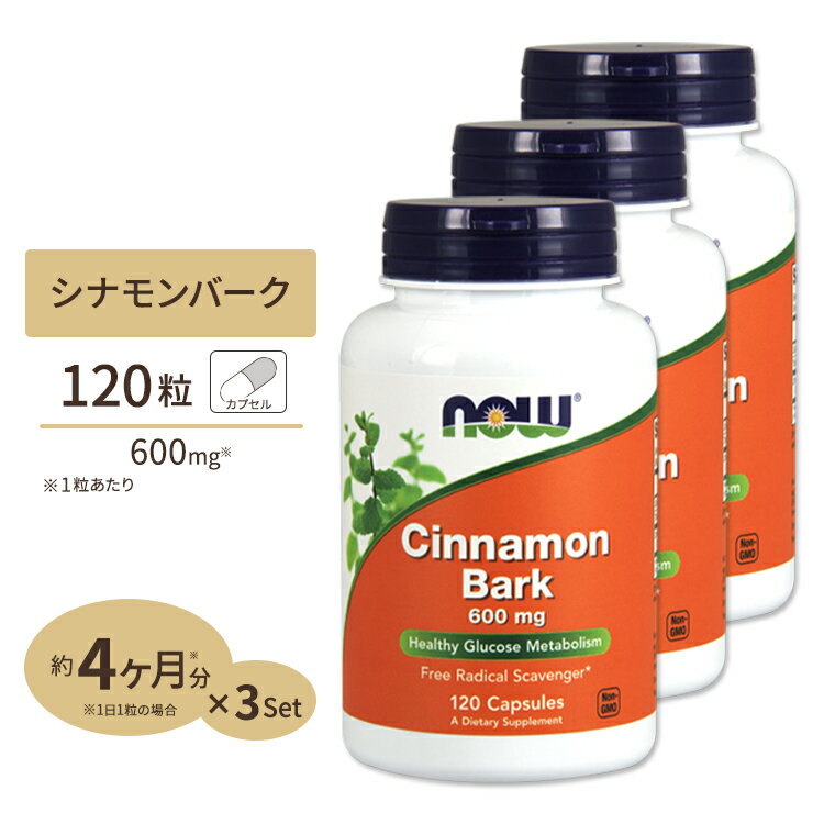 [3個セット]シナモンバーク 600mg 120粒 NOW Foods(ナウフーズ)【ポイントUP対象★14日17:00〜29日9:59迄】