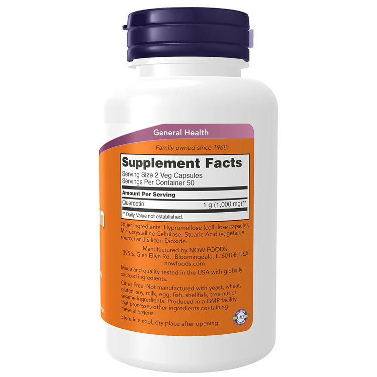 ナウフーズ ケルセチン 500mg 100粒 ベジカプセル NOW Foods Quercetin サプリメント フラボノイド ポリフェノール 健やかなめぐり サラサラ 野菜不足 健康サポート