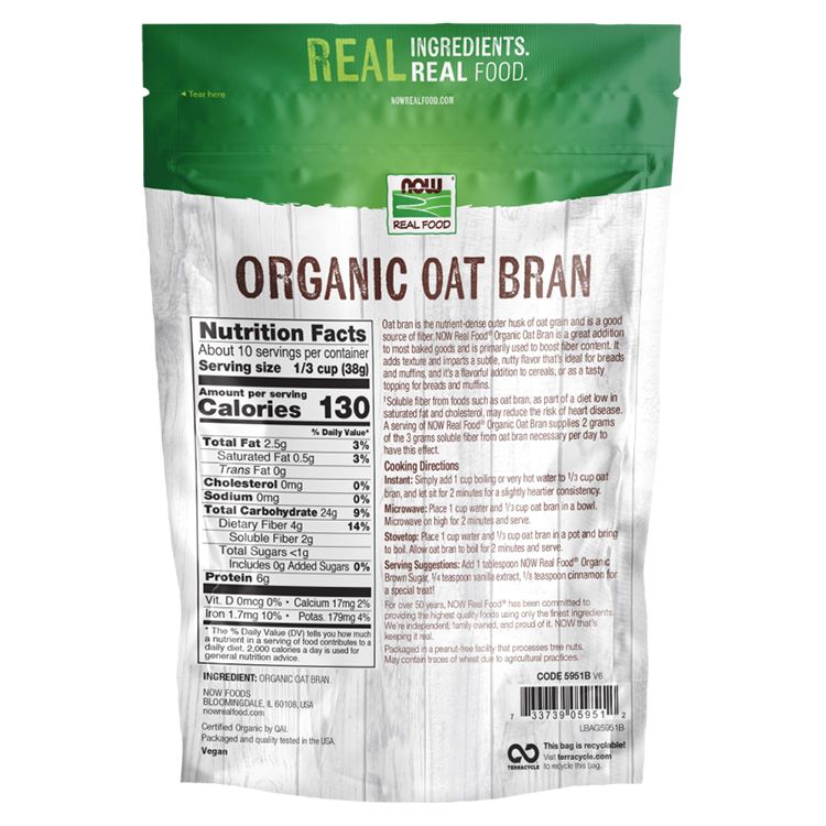 �ʥ��ա��� �������˥å� �����ȥ֥�� 397g (14 OZ) NOW Foods Organic Oat Bran �����ĥ֥�� �������� �դ��� ���������֥�� ����