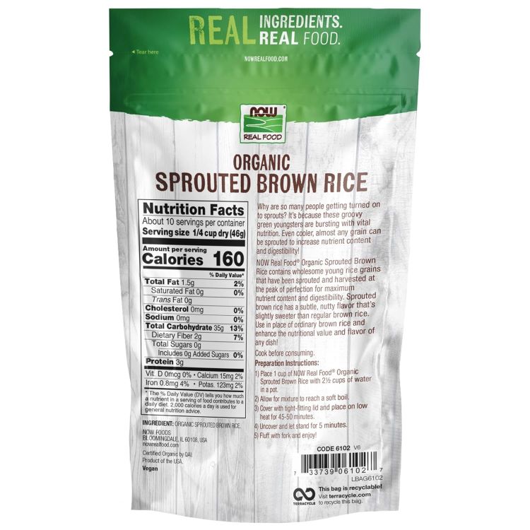 ナウフーズ オーガニック 発芽玄米 454g (16 oz) NOW Foods Organic Raw Sprouted ...