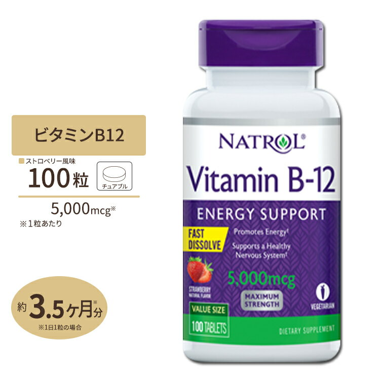 ナトロール ビタミンB-12 チュワブル 5000mcg 100粒 Natrol Vitamin B-12 Fast Dissolve Tablets Chewable ストロベ…