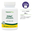 ネイチャーズプラス ジピコリン酸亜鉛 + ビタミンB6 タブレット 120粒 NaturesPlus Zinc Di-Picolinate Complex Tablets ジピコリン酸亜鉛コンプレックス