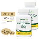 [2個セット] ネイチャーズプラス パントテン酸 ( ビタミンB5 ) タイムリリース 1000mg 60粒 約2ヶ月分 タブレット NaturesPlus Pantothenicc Acid 1