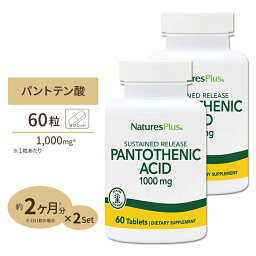 [2個セット] ネイチャーズプラス パントテン酸 ( ビタミンB5 ) タイムリリース 1000mg 60粒 約2ヶ月分 タブレット NaturesPlus Pantothenicc Acid