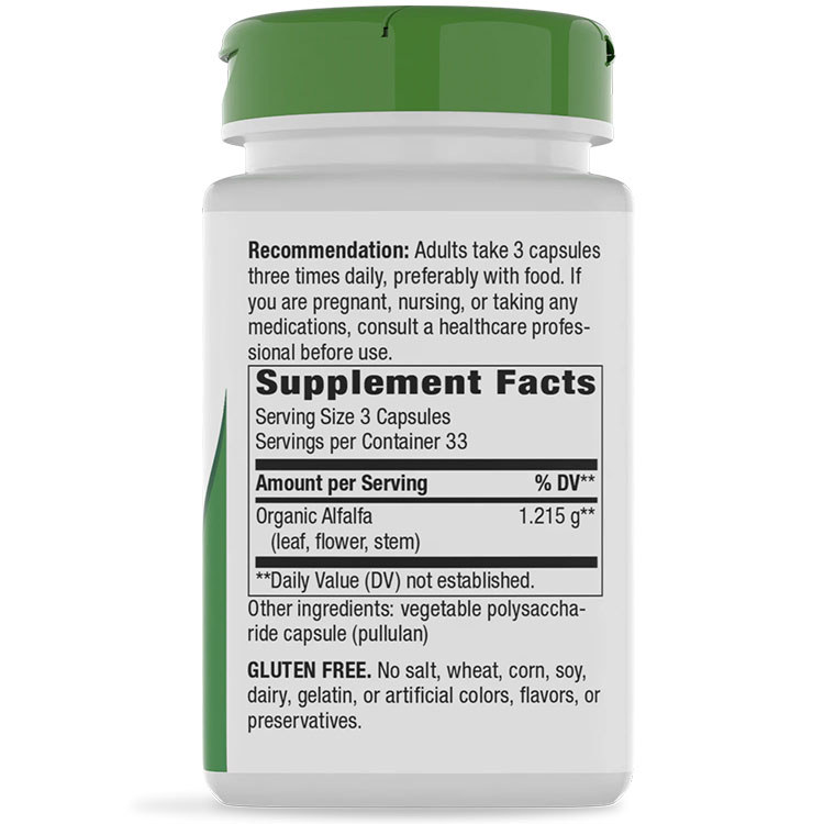 [2個セット] ネイチャーズウェイ アルファルファ （オーガニック） 405mg 100粒 Nature's WayAlfalfa Leaves 405mg - 100Caps speed-10013978 アメリカサプリ専門スピードボディ サンプル画像2