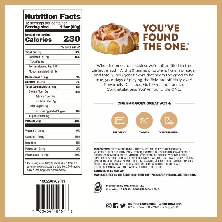 ONE�ץ��ƥ���С� ���ʥ�������̣ 12�� 60g (2.12oz) ONE Brands (���֥��)One Bar Cinnamon Roll 12bars 60g 2.12oz One Brands�ڤ����󤻾��ʡۡڹ�碌���㤤������