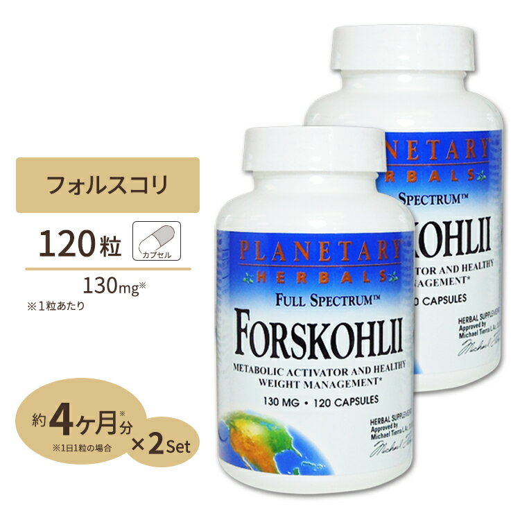 [2個セット] プラネタリーハーバルズ フォルスコリエキス (フォースリーン フォースコリン20%) 130mg 120粒 カプセル Planetary Herbals