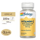 ソラレー ビタミンC with ローズヒップ & アセロラ 500mg カプセル 100粒 Solaray Vitamin C with Rose Hips & Acerola VegCap体調 管理 健康 話題 対策 習慣