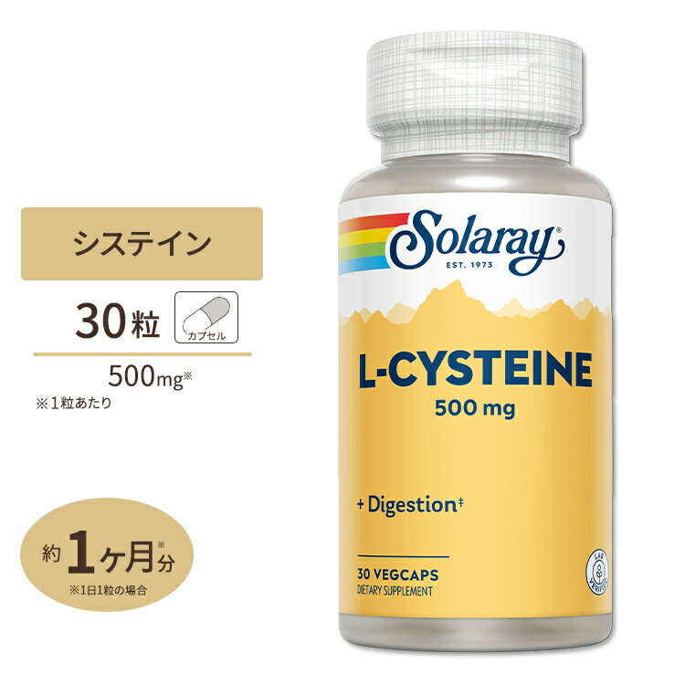 ソラレー L-システイン 500mg Lシステイン 500mg 30粒 SOLARAY L-Cysteine Free Form, Veg Cap 500mg 30ct