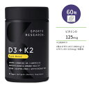 商品説明 ●1粒にビタミンK2 (100mcg) とビタミンD3 (125mcg) を配合 ●アスリートから運動を楽しみたい高齢層まで幅広く愛されています ●オーガニックバージンココナッツオイル由来の安心安全サプリ！ ※ビーガン仕様 / グルテンフリー 消費期限・使用期限の確認はこちら ご留意事項 ●空輸中の温度変化により、粒同士のくっつきが生じる場合があります。ボトルや袋を室温下で数度、強めに振ると離れますのでお試しください。 内容量 / 形状 60粒 / ソフトジェル 成分内容 詳細は画像をご確認ください アレルギー情報: 木の実（ココナッツ） ※製造工程などでアレルギー物質が混入してしまうことがあります。※詳しくはメーカーサイトをご覧ください。 ご使用の目安 食品として1日1粒を目安にお召し上がりください。 ※詳細は商品ラベルもしくはメーカーサイトをご確認ください。 メーカー SPORTS RESEARCH (スポーツリサーチ) ・以下に該当する方は、ご使用前に医師にご相談ください。 　- 妊娠中、授乳中 　- 服薬中 　- 何らかの疾病がある ・目安量を超えての摂取はお控えください。 ・高温多湿や直射日光を避けて保管してください。 ・ココナッツオイルが半分固まっているため、常温ではカプセルが「濁った」ように見える場合があります。 ・効能・効果の表記は薬機法により規制されています。 ・医薬品該当成分は一切含まれておりません。 ・メーカーによりデザイン、成分内容等に変更がある場合がございます。 ・製品ご購入前、ご使用前に必ずこちらの注意事項をご確認ください。 plant-based Vitamin K2 + D3 60VegetableSoftgels Sports Research 生産国: アメリカ 区分: 食品 広告文責: &#x3231; REAL MADE 050-3138-5220 配送元: CMG Premium Foods, Inc. すぽーつりさーち ココナッツオイル ヴィーガン びーがん びたみん 太陽のビタミン 日光のビタミン カルシウム 骨 ほね 丈夫 スポーツサプリメント ワークアウト トレーニング 健康サプリ 植物由来 Non-GMO 非遺伝子組み換え 栄養補助食品 vitamin 健骨サポート ビタミンD ビタミンK