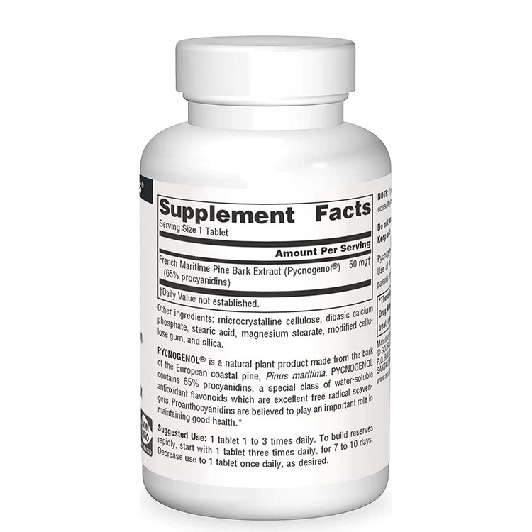 ソースナチュラルズ ピクノジェノール 50mg 120粒 タブレット Source Naturals Pycnogenol サプリメント フラボノイド ポリフェノール【お取り寄せ商品】【合わせて買いたい】