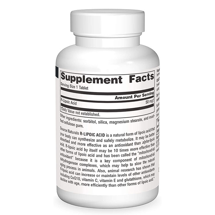ソースナチュラルズ R-リポ酸 50mg 60粒 タブレット Source Naturals R-Lipoic Aci...