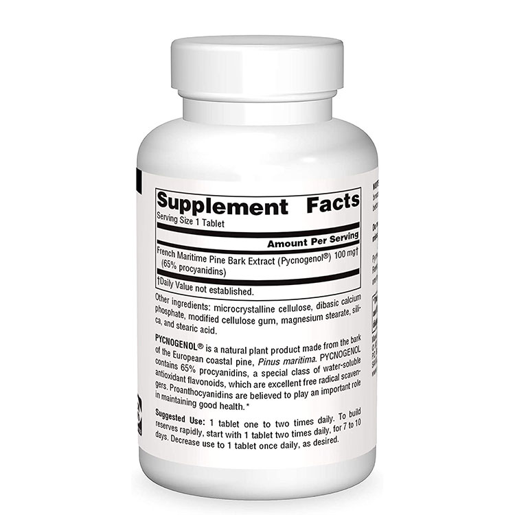 ソースナチュラルズ ピクノジェノール 100mg 120粒 タブレット Source Naturals Pycnogenol サプリメント 飲む美容液 フラボノイド ポリフェノール【お取り寄せ商品】【合わせて買いたい】