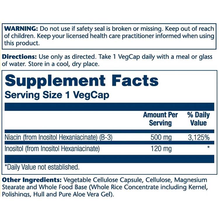 ソラレー ノーフラッシュ ナイアシン 500mg ベジタブルカプセル 100粒 Solaray Nia...