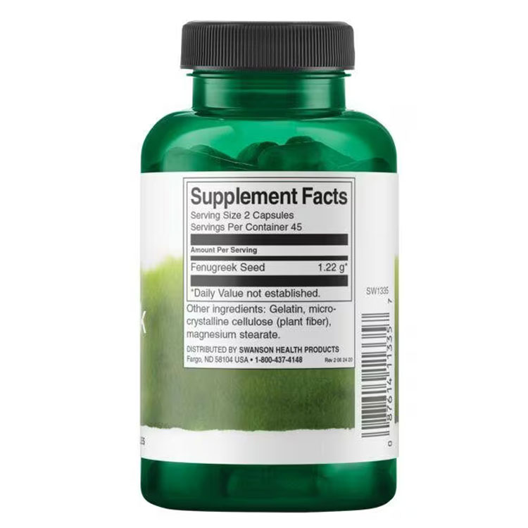 【P5倍★10/5-15】スワンソン フェヌグリークシード サプリメント 610mg 90粒 Swanson Fenugreek Seed カプセル フルスペクトラム 美容 女性 コロハ speed-10041031 アメリカサプリ専門スピードボディ サンプル画像3